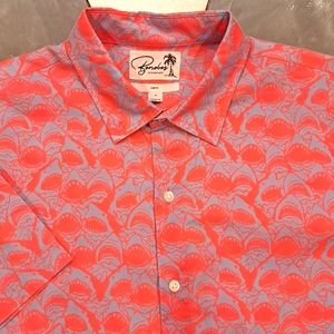 Bonoboz, Size Medium, Pink/Lt Blue Print, Short Sleeve Casual Shirt